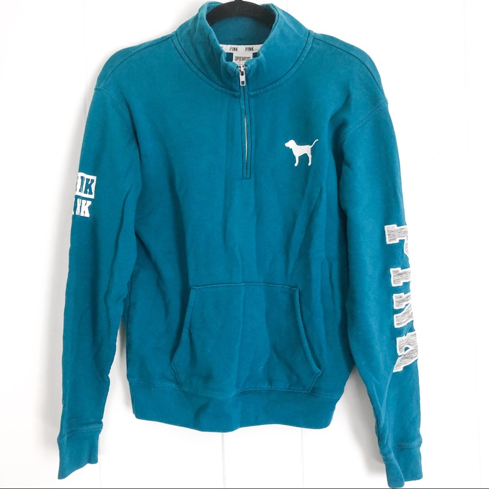 PINK Teal Quarter Zip Pullover XS